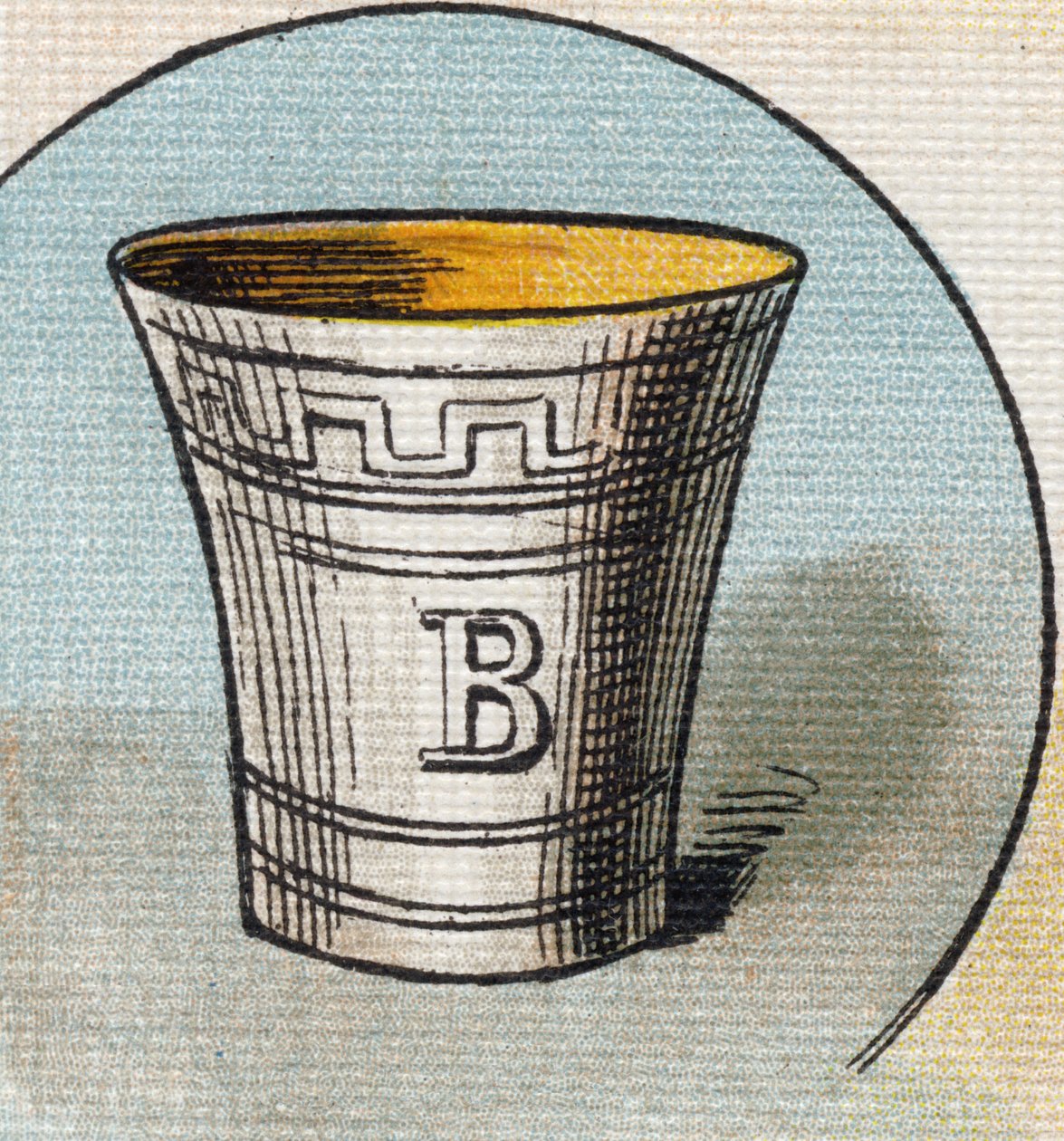 杯子.雕刻在 "Alphabet de ma petite fille "中。Bernardin-Bechet and Fils，书商-出版商，巴黎，1895年左右。画布上的牢不可破的画册。Bibliotheque des Bebes.12页。画册中包含了阅读方法和一个插图的小册子。凹陷：29。 作者 不明