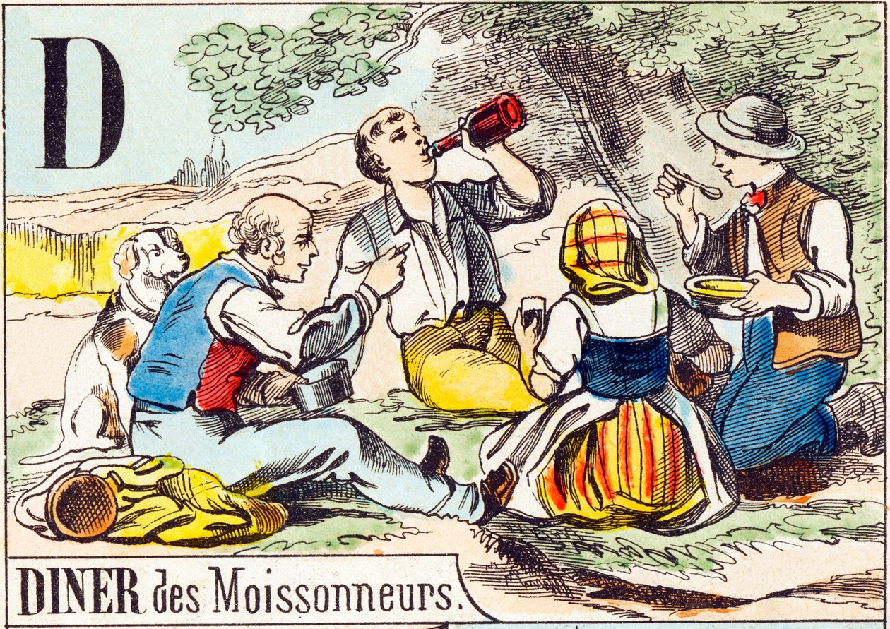 D Diner des moissonneurs - "农场的字母表" 19世纪末（雕版画 作者 不明