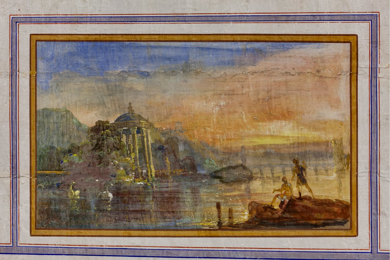 描绘风景的装饰细节，红厅、皇家公寓、皇宫或诺曼宫（诺曼人宫殿），巴勒莫，西西里岛，意大利（照片） 作者 未知艺术家