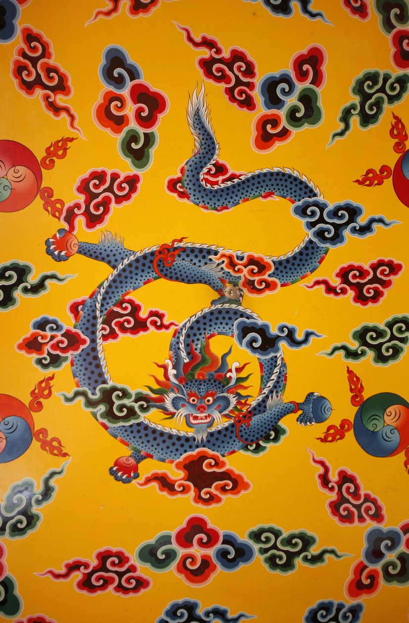 龙形壁画。科班寺，尼泊尔加德满都，加德满都。 作者 不明
