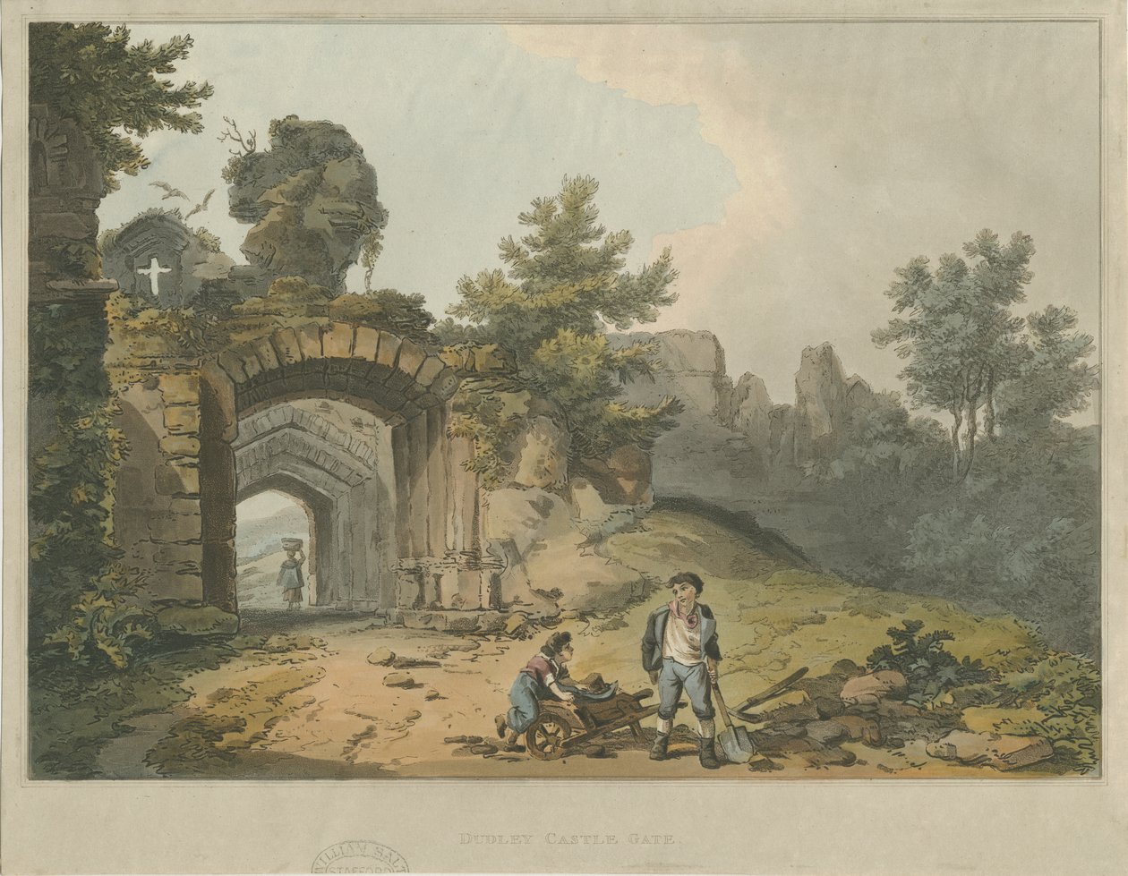 达德利城堡（Dudley Castle）-城堡：彩色浅绿色雕刻，nd [？19th cent] 作者 不明