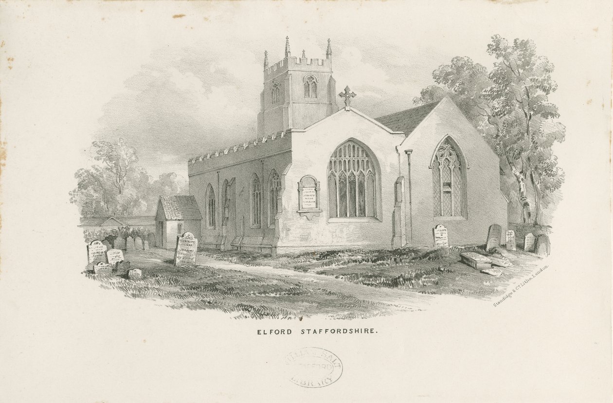 埃尔福德教堂（Elford Church）：石版画，nd [第19分] 作者 不明