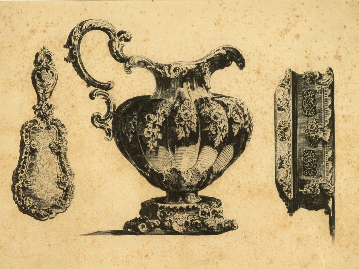 帕维尔王子 (Paul) Grigoryevich Demidoff (1738-1821) 的雕刻描绘了三件美容配饰 作者 不明