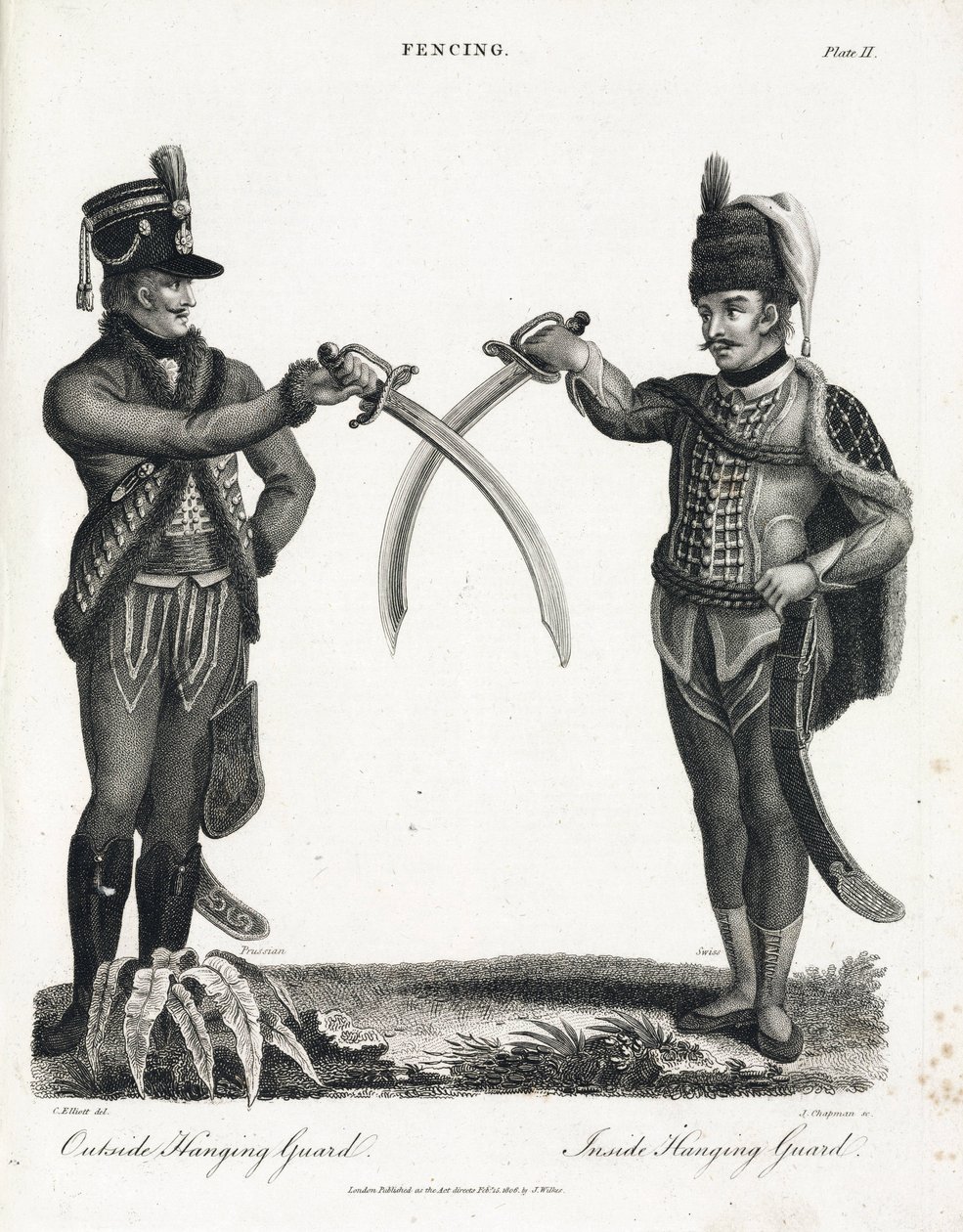Escrime: garde ouverte en supination et garde fermee en supination, executees par des officiers suisse et prussien 作者 不明