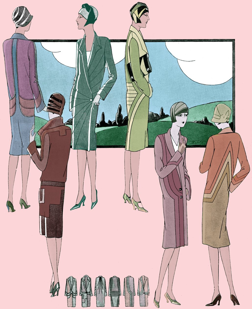时尚：1928 年春季的轻便大衣 作者 未知艺术家