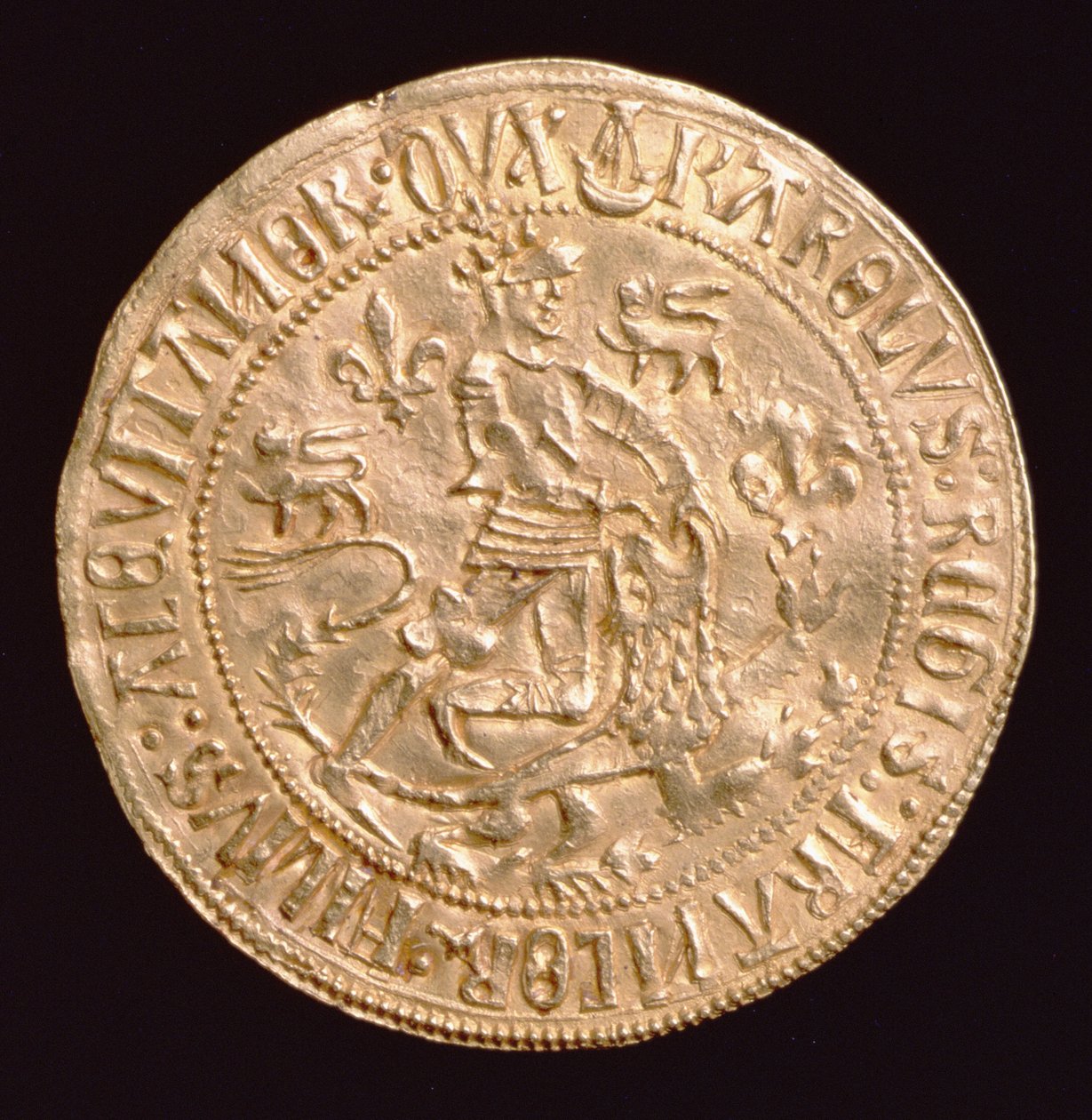 法国查尔斯的金堡，阿基坦公爵（1433-77）（正面）显示公爵与狮子摔跤，在波尔多被击中 作者 不明