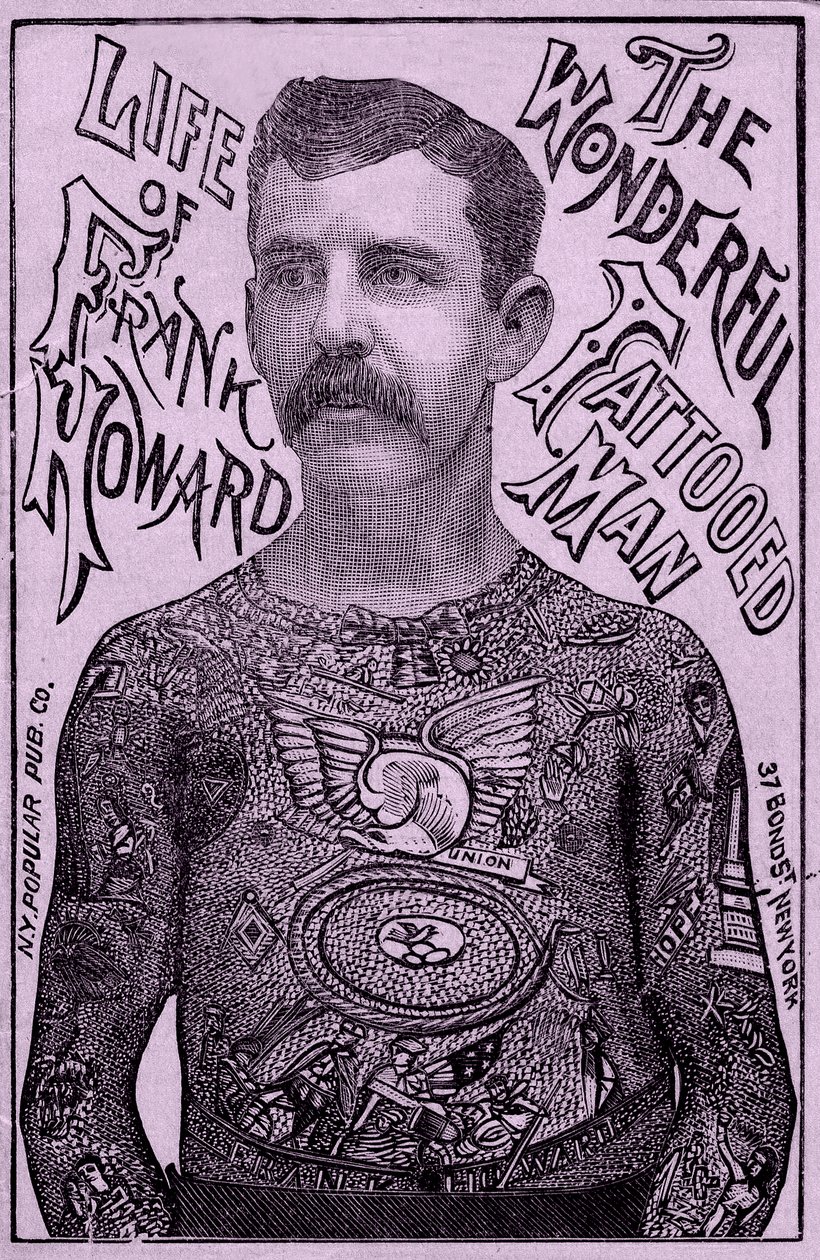 Frank Howard the Wonderful 纹身男，约 1900 年（彩色石版画） 作者 不明