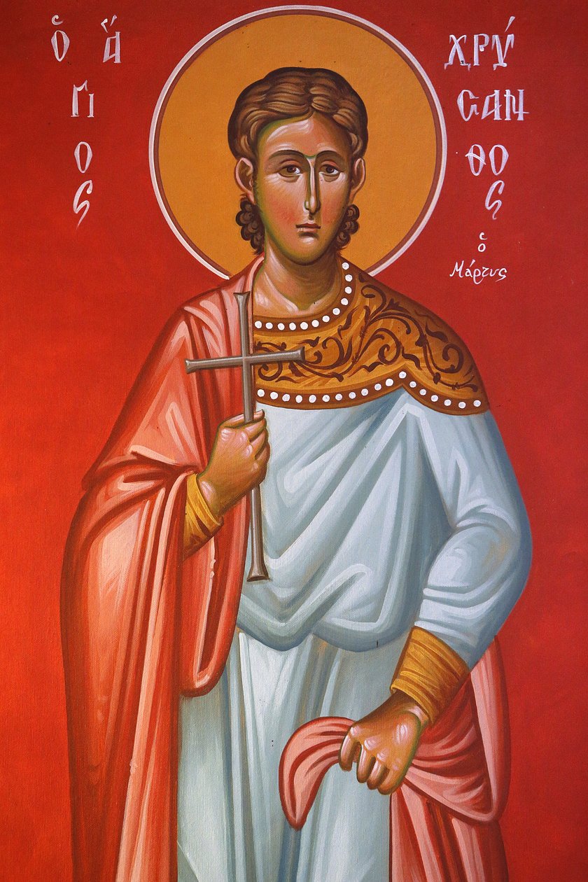 Pedoulas圣十字教堂的壁画。Saint Chrysanthos, 20150510, Pedoulas, 塞浦路斯 作者 不明