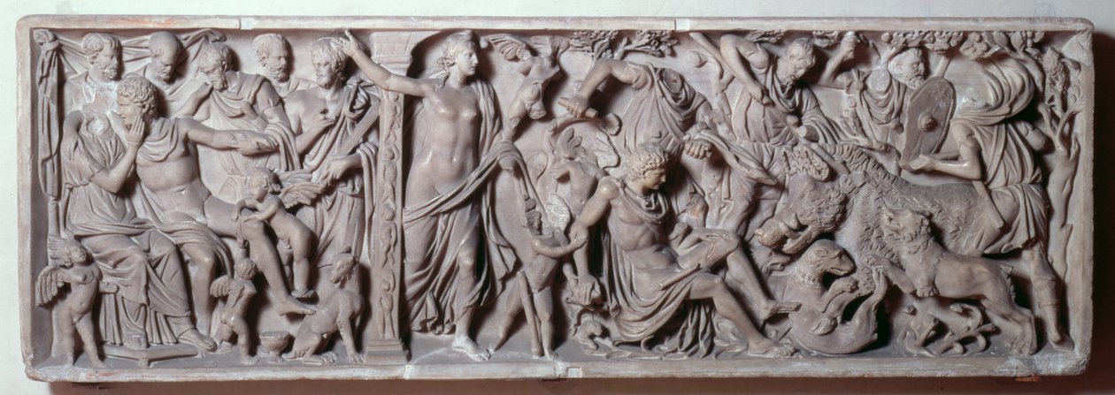 Front of a sarcophagus depicting the death of Adonis, Roman, 2nd century (marble) 作者 不明