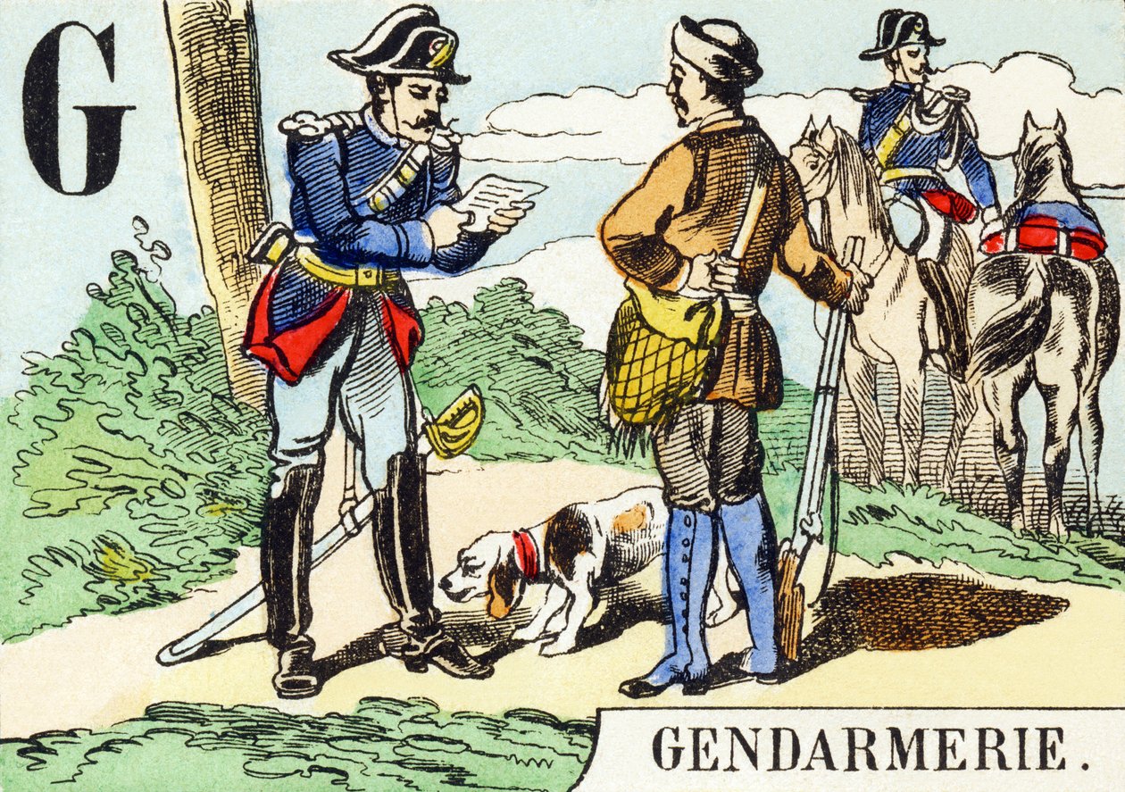 G : Gendarmerie - The Hunting Alphabet，c.1890（雕刻） 作者 不明