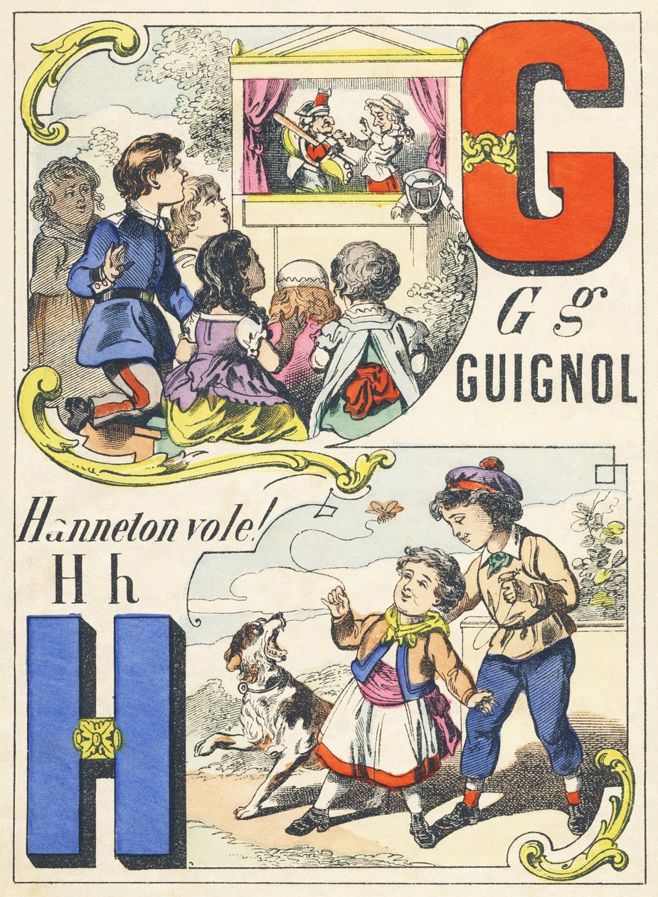 GH：Guignol，Hanneton田鼠！ -游戏字母，约1890年（插图） 作者 不明