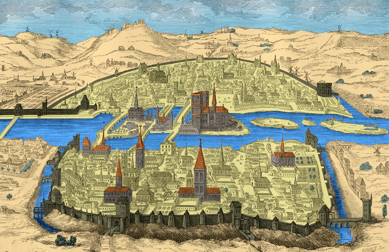 15、16世纪巴黎全景（版画） 作者 未知艺术家