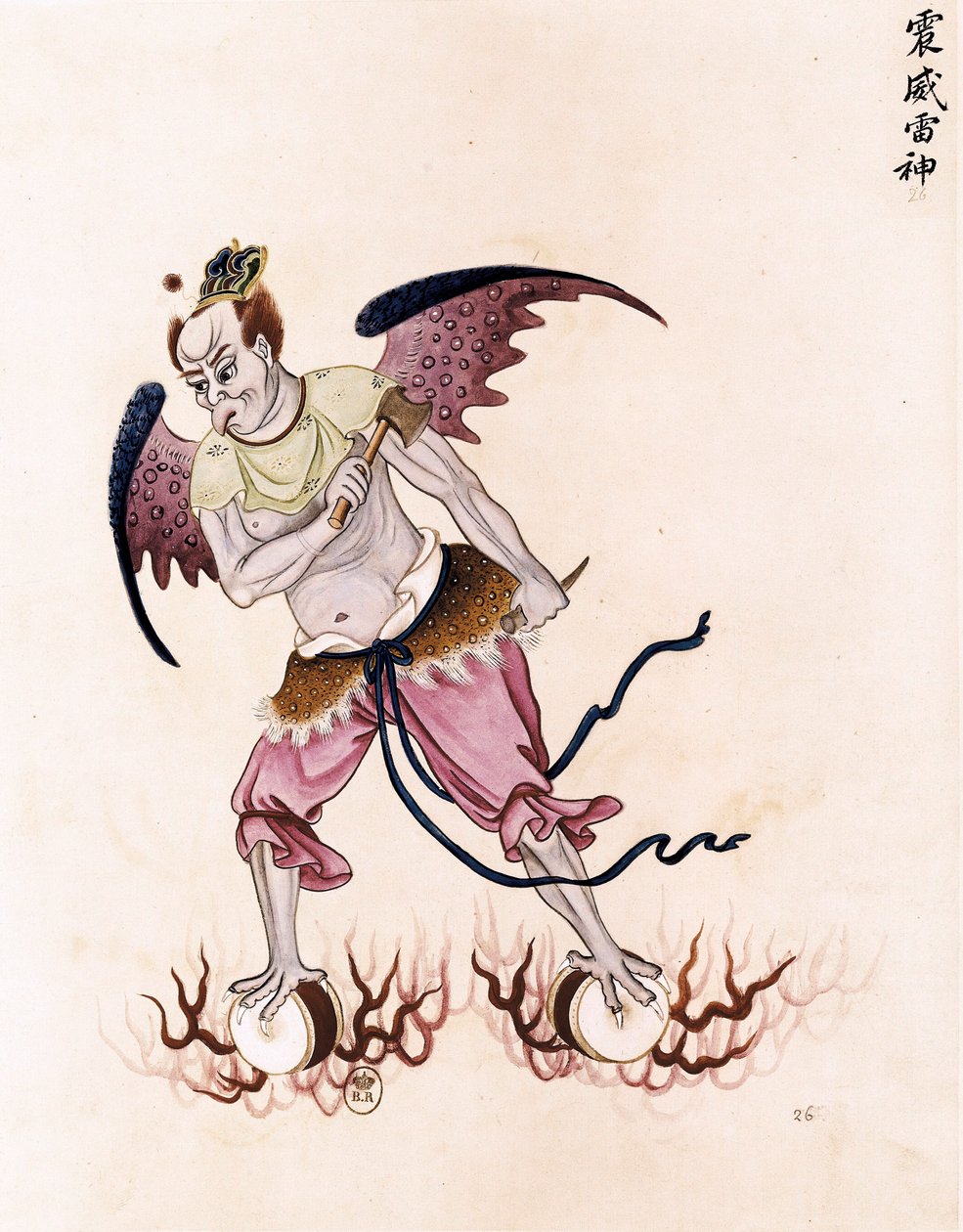 道教萨满教的邪恶精灵。绘画，中国艺术。 作者 未知艺术家