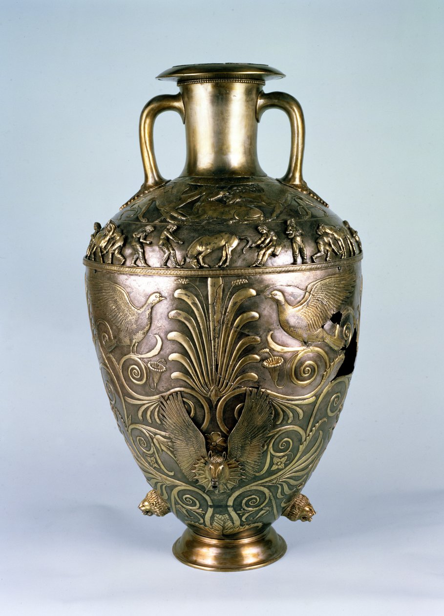 Graeco-Scythian Amphora, 公元前4世纪末（银质鎏金）。 作者 不明