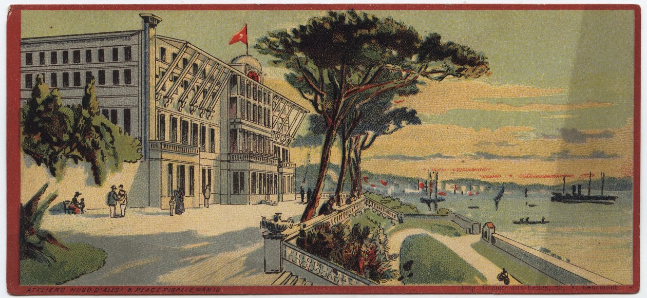 大酒店：土耳其君士坦丁堡的Therapia夏宫外景--介绍 "国际大酒店集团 "的酒店系列地图，19世纪末至20世纪初 作者 未知艺术家
