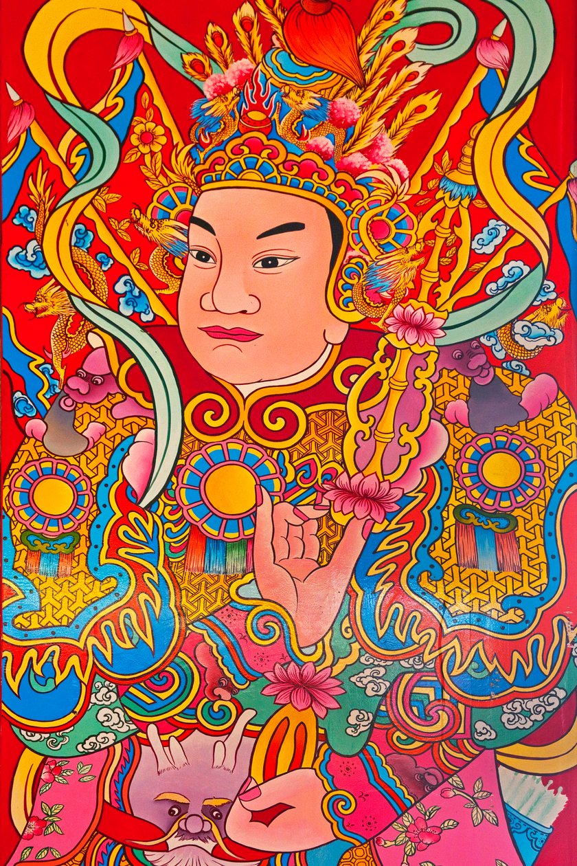 缅甸仰光中国福庆寺的护法神像，仰光，缅甸，亚洲（照片） 作者 未知艺术家