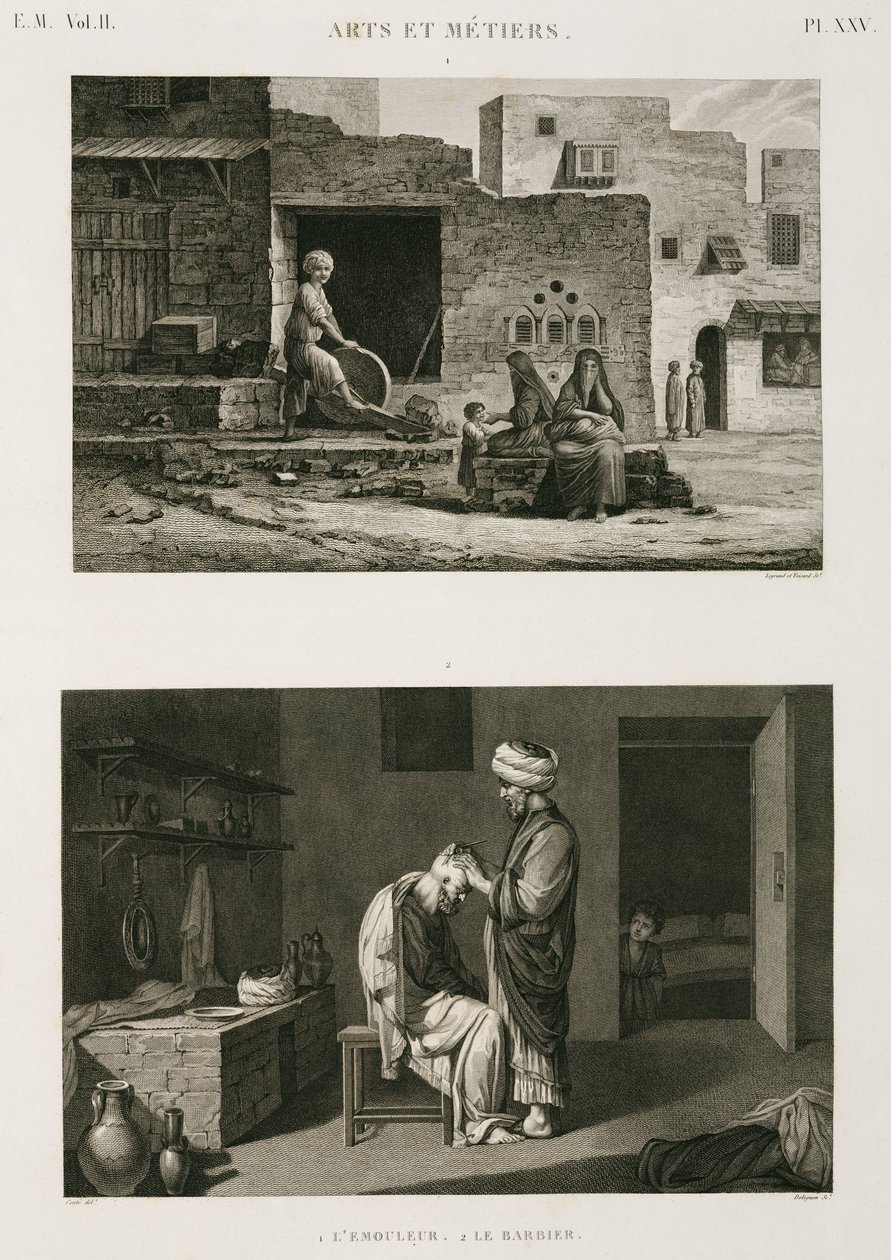 五金和铁器 磨刀机和理发师，埃及，约 1798 年 作者 不明
