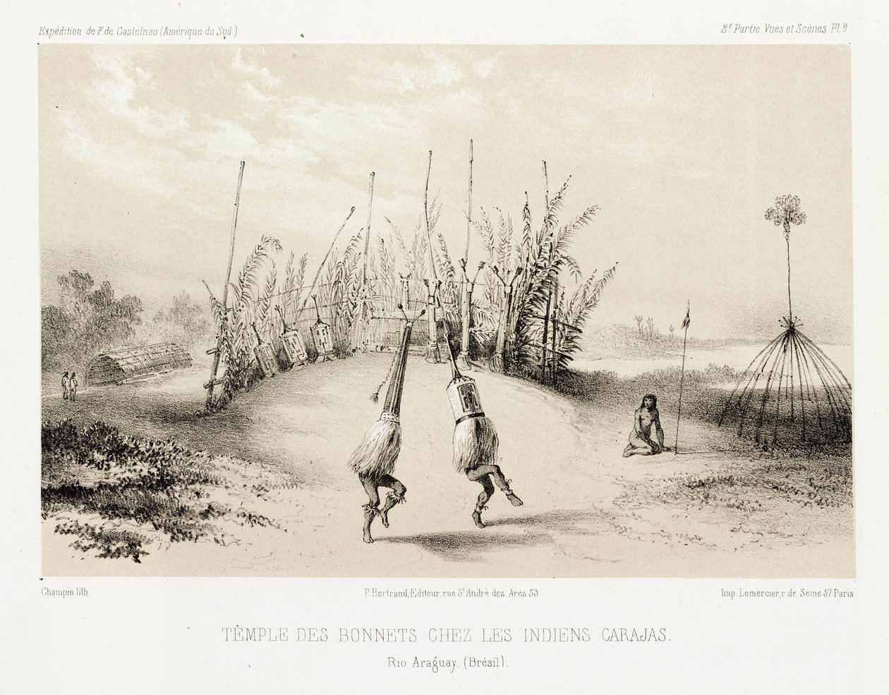 Carajas 印第安人的头饰神庙，巴西，c 1843-1847 作者 不明