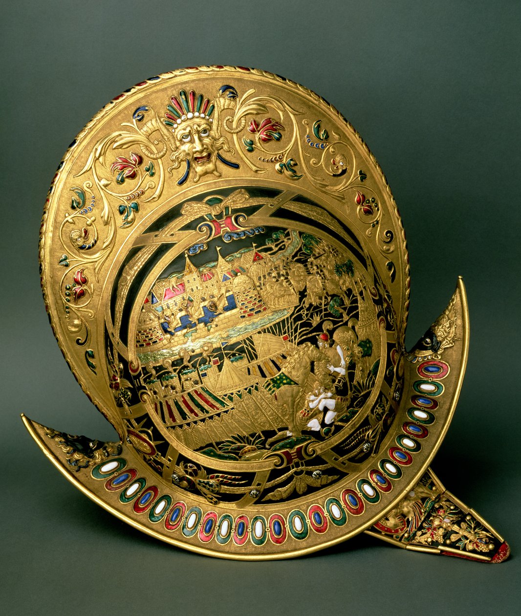查理九世（1550-74）的头盔，16世纪（金和珐琅）。 作者 不明
