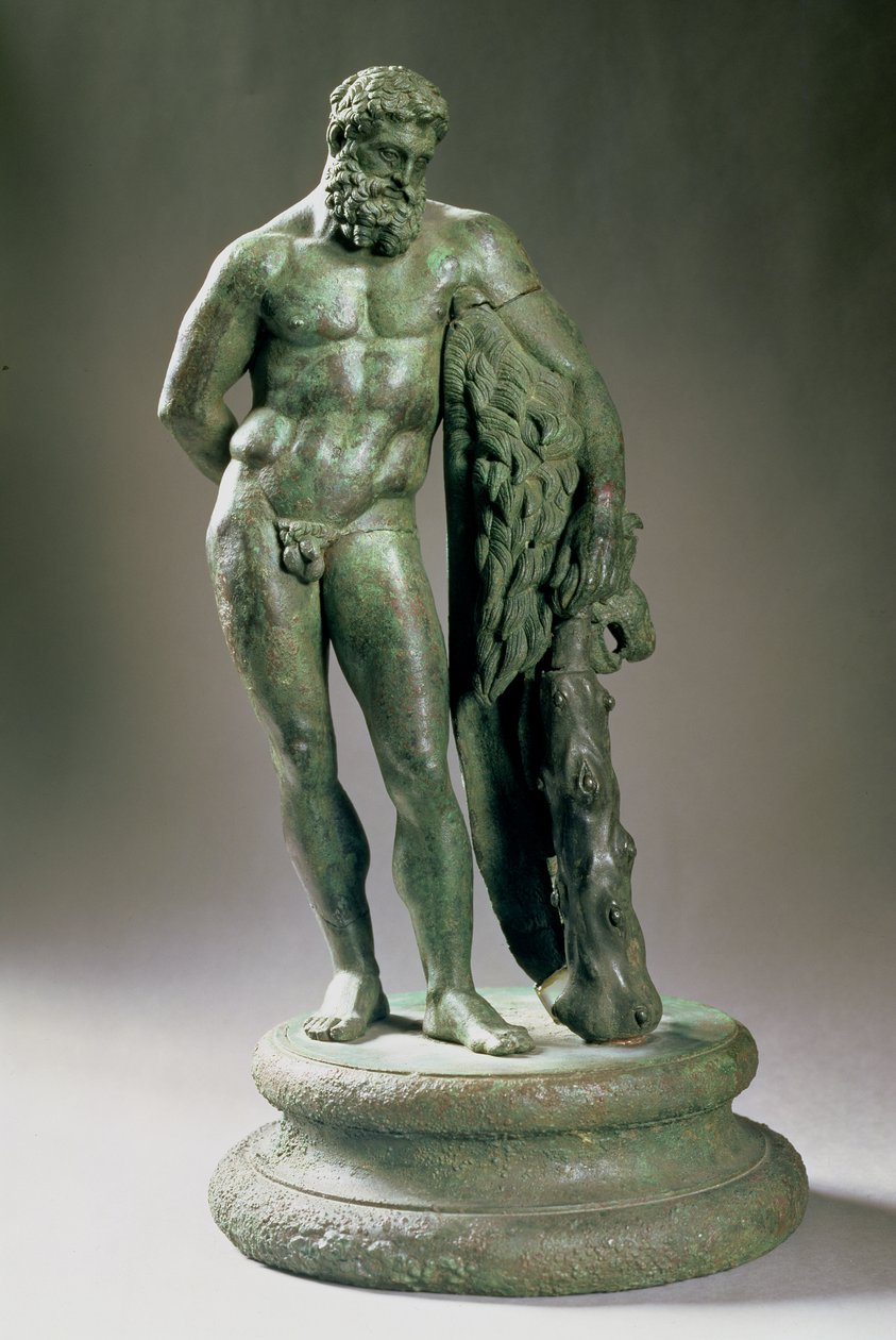赫拉克勒斯(Hercules)休息，Lysippos(约公元前390-310年)的原作的缩小版，希腊，约公元前320年(青铜器) 作者 不明