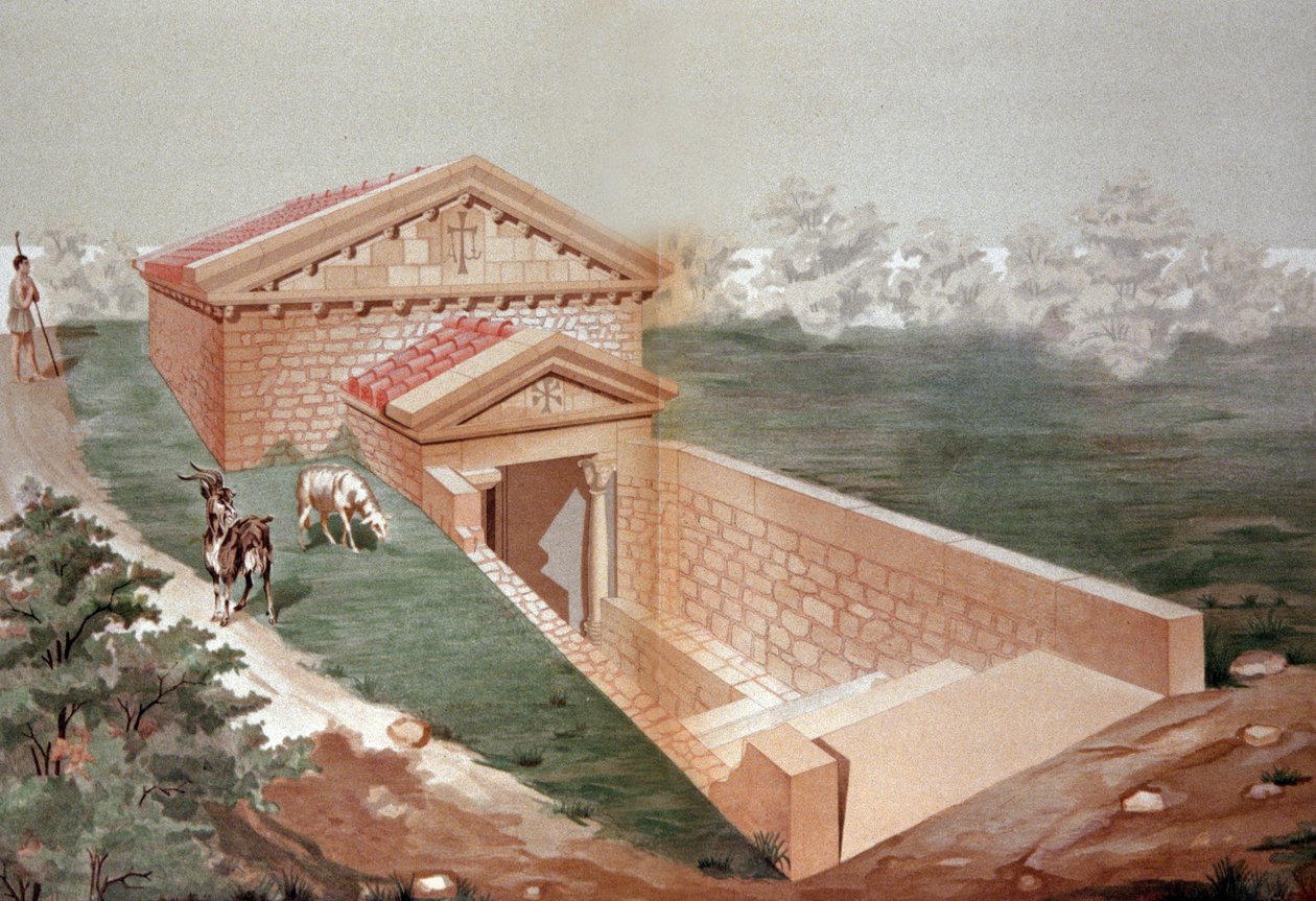 普瓦捷的 Hypogee Martyrium，约 1880 年（石版画） 作者 未知艺术家