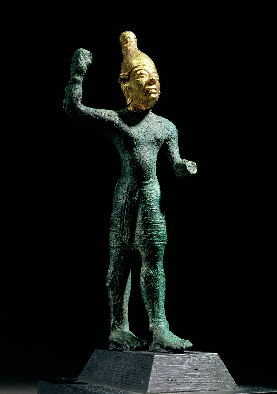 青铜时代（公元前 1350-1250 年）叙利亚的风暴神巴尔的偶像（青铜和黄金） 作者 不明