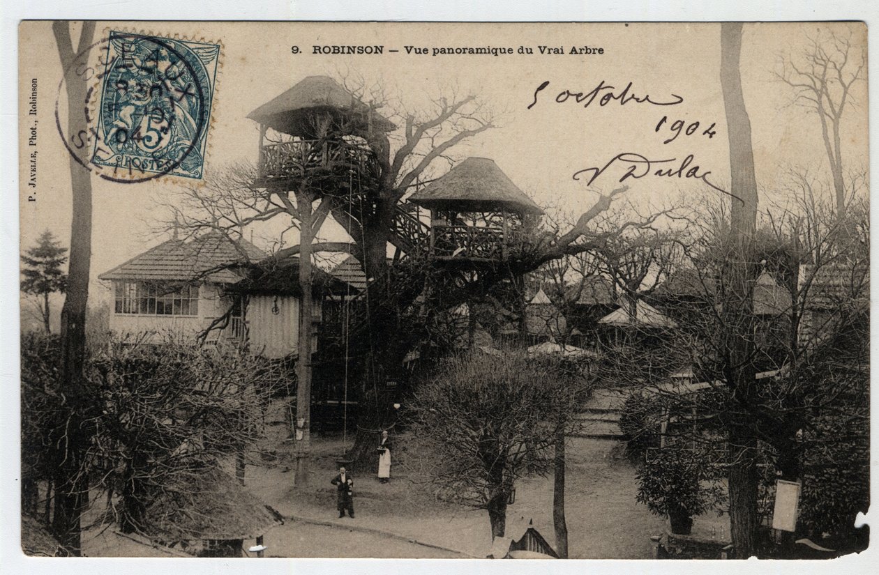 Ile de France, Hauts de Seine (92), Le Plessis Robinson (Le Plessis-Robinson): panoramic view of the “True Arbre”, a guinguette installed at the top of a chestnut - Postcard dated 1904 作者 不明