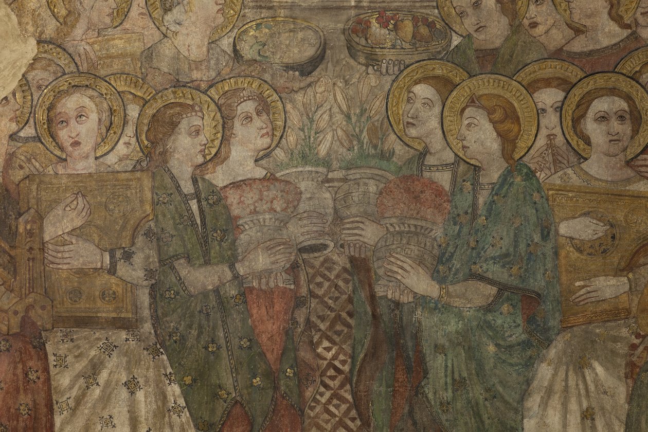 内部的。 北渡。 祭坛 (Altar de las pinturas murales)。 来自主教堂的原件。 壁画（壁画？）。 细节。 14 世纪末。 作者 不明