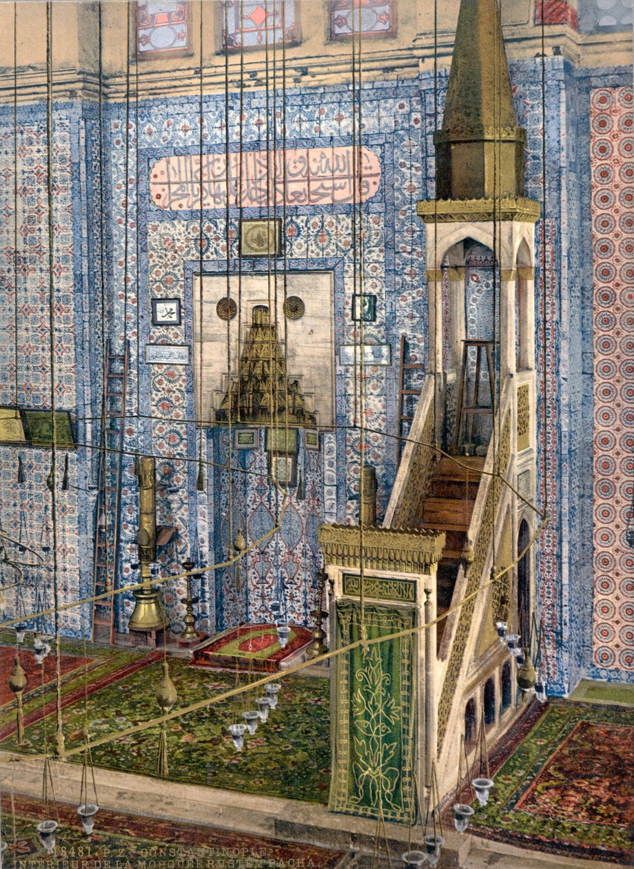 吕斯坦·帕夏清真寺的内部，君士坦丁堡，建于1890年-1900年 作者 不明
