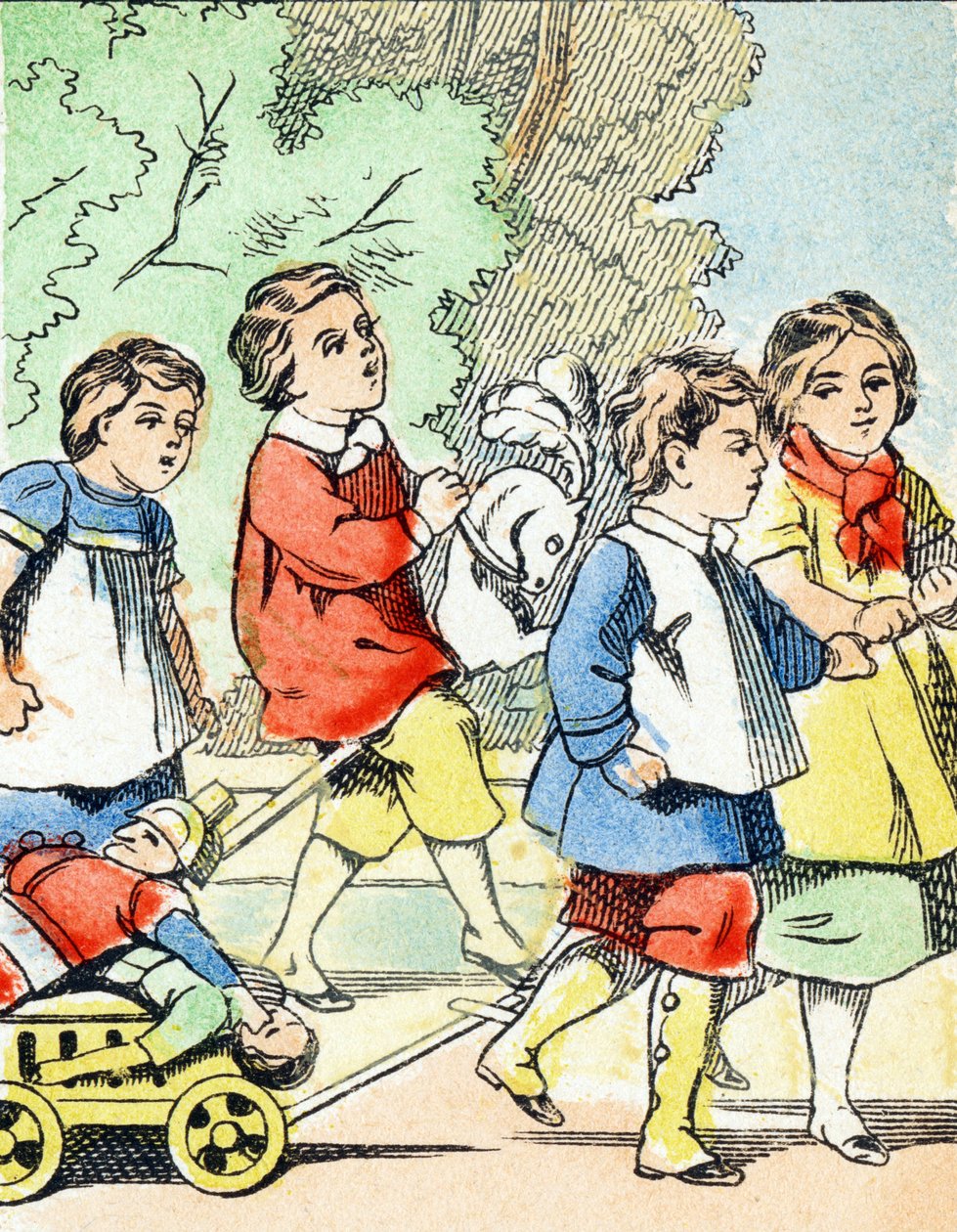 游戏：玩具车-儿童娱乐字母c.1890（石版画） 作者 不明