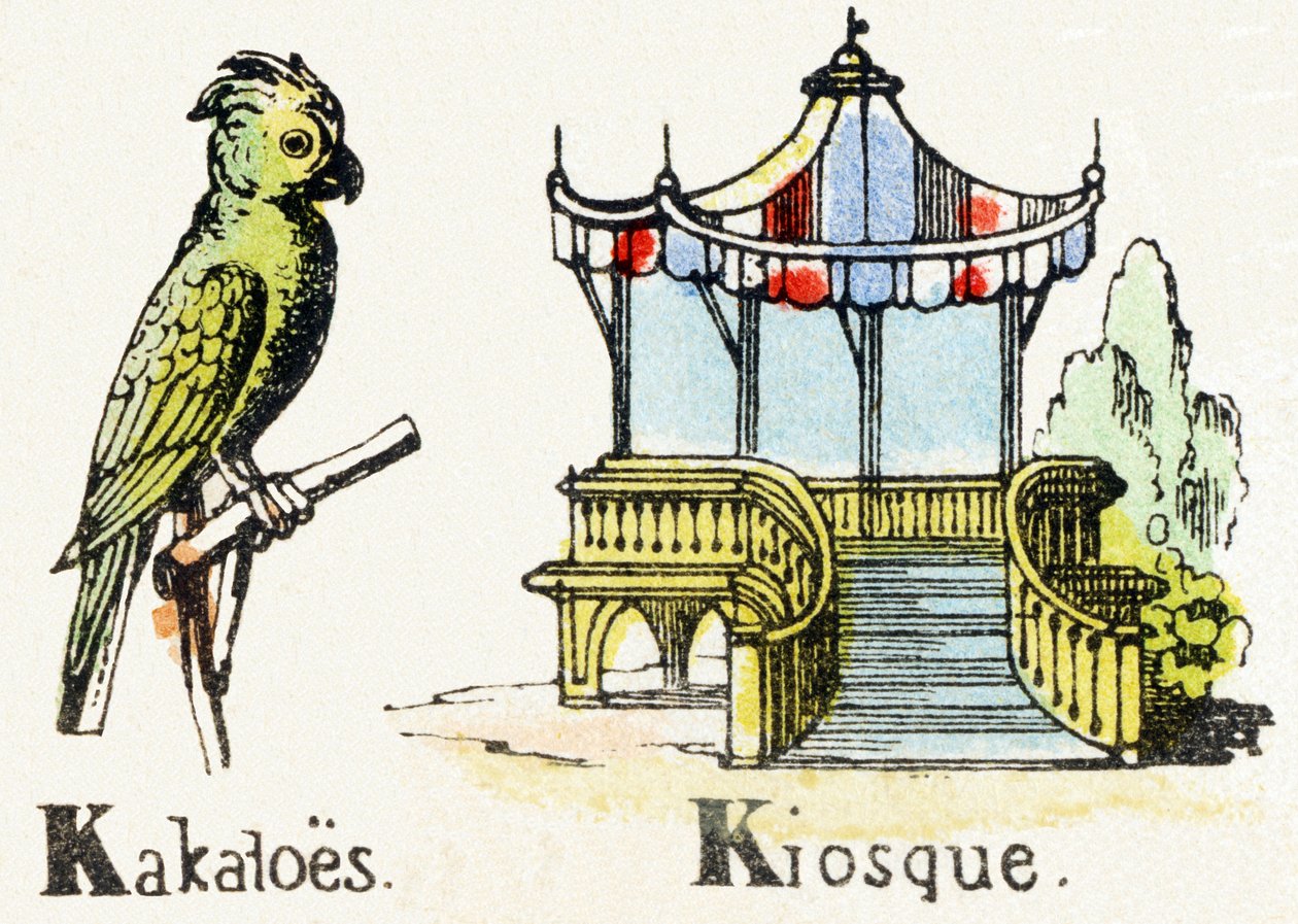 K-Kakatoes Kiosque-儿童娱乐字母c.1890（石版画） 作者 不明
