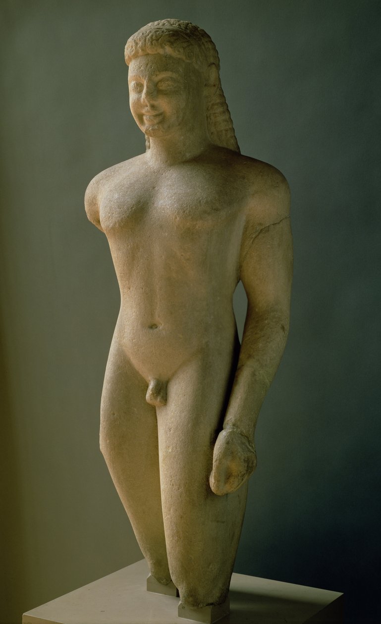 Kouros，希腊人，来自帕罗斯岛，靠近阿斯克勒庇俄斯圣殿，公元前 540 年（大理石）（另见 154092） 作者 不明