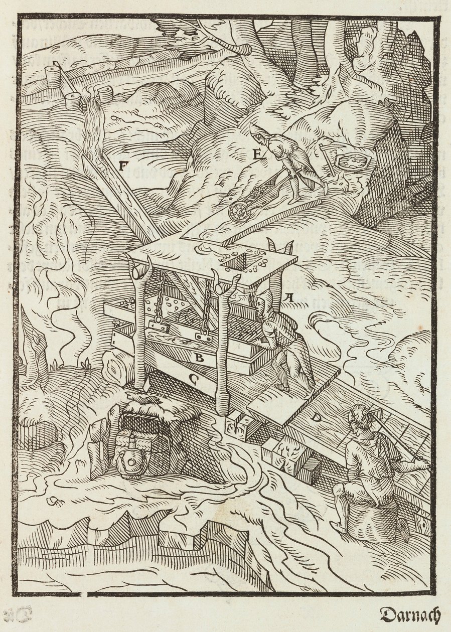 Gold Ore Washing - 根据矿石描述和主要采矿方法雕刻，Lazarus Ecker 作者 不明