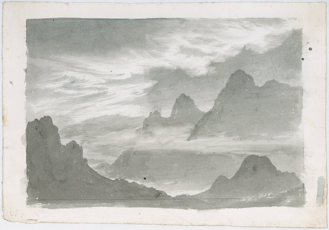 层层叠叠的层云，缠绕着山坡，约 1803-1811 年 作者 未知艺术家