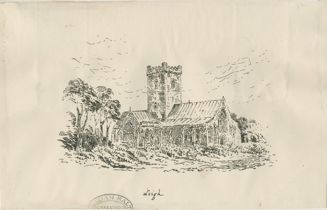 Leigh Church：石版画，nd [？19th cent] 作者 不明
