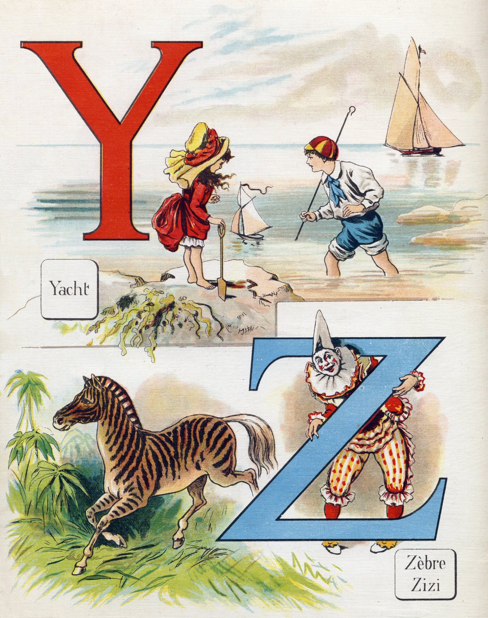 字母Y和Z：亚奇、斑马和小丑Zizi。在 "ABC L
