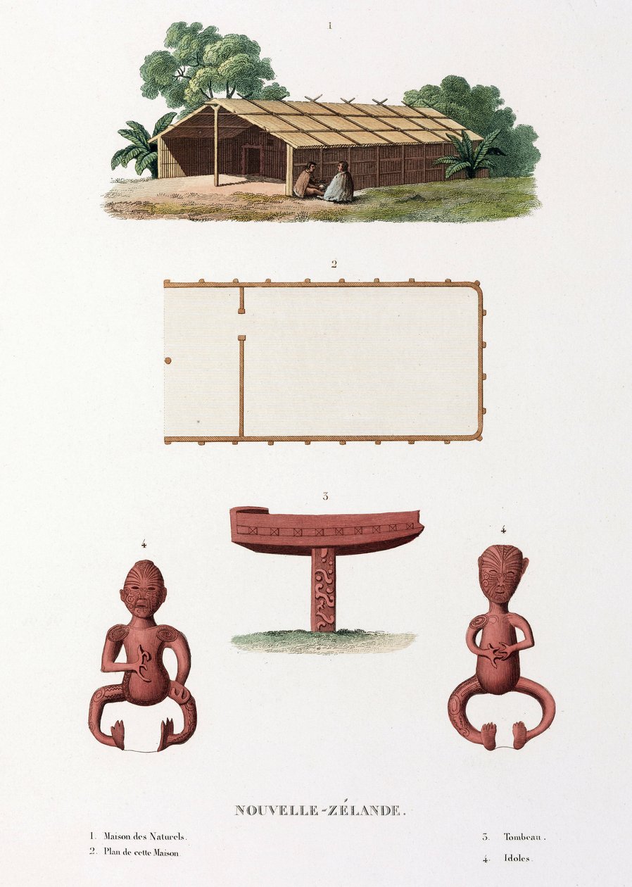 Maori house and idols, New Zealand 作者 不明