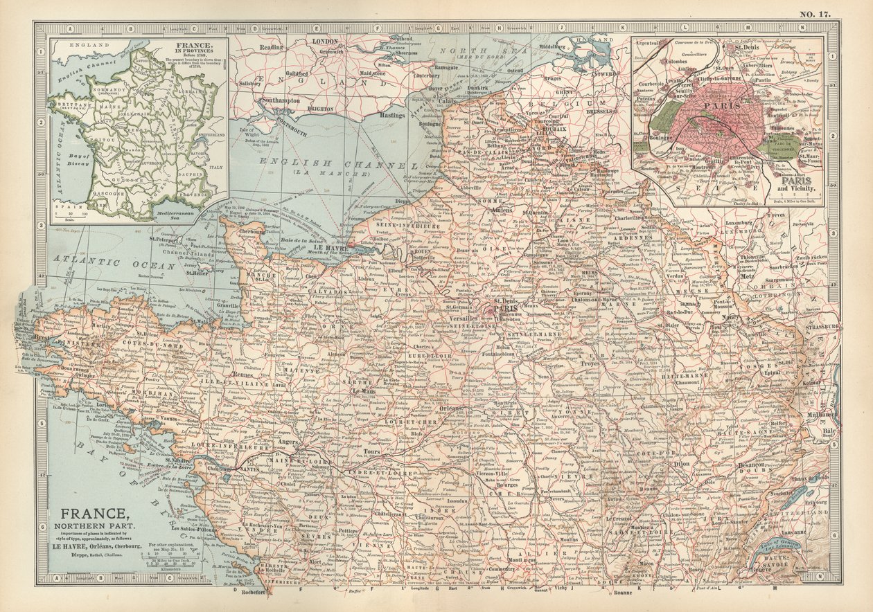 法国地图，约 1900 年（雕刻） 作者 未知艺术家