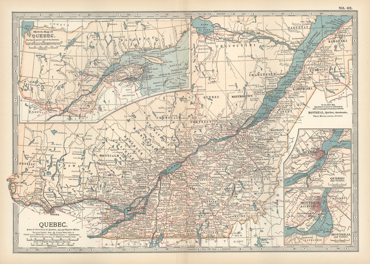 加拿大魁北克地图，约 1900 年（雕刻） 作者 未知艺术家