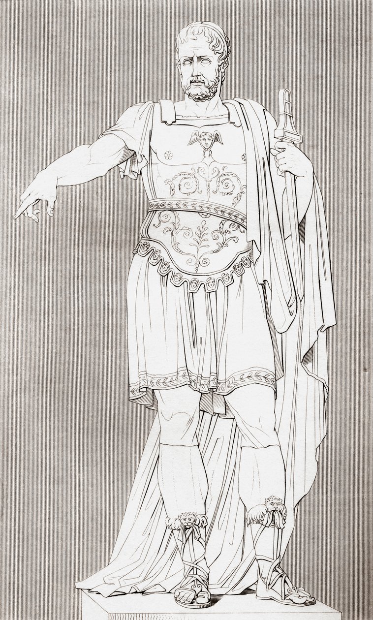 Marcus Furius Camillus（约公元前446年至公元前365年），罗马士兵和政治家，出自《历史上的肖像和绘画画廊》，1808年出版。 作者 不明