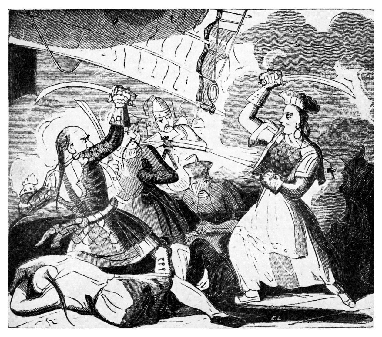 程夫人挥剑，约1810年（雕刻） 作者 未知艺术家
