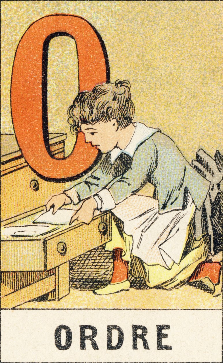 O：订单 - 从 ABCD des petits filles 雕刻。 Pellerin & Cie，印刷出版商，Epinal，约 1890 年。意甲。尺寸：19 x 13.5 厘米。 作者 不明