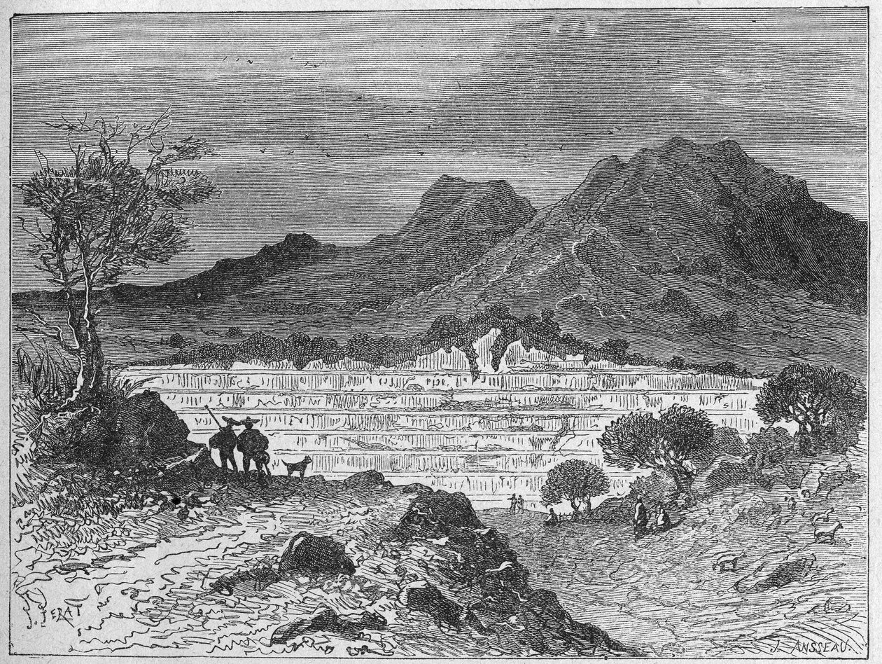 卡尔多内的露天岩盐采石场，约 1880 年（雕刻 作者 未知艺术家