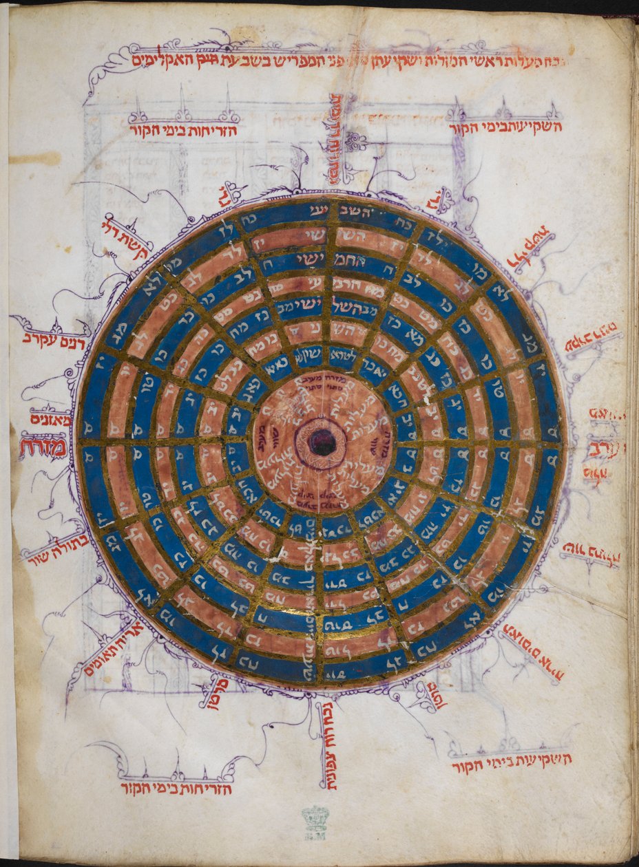 Or.11796 f.57v 圆形天文台（纸张上的墨水和彩色图案） 作者 未知艺术家