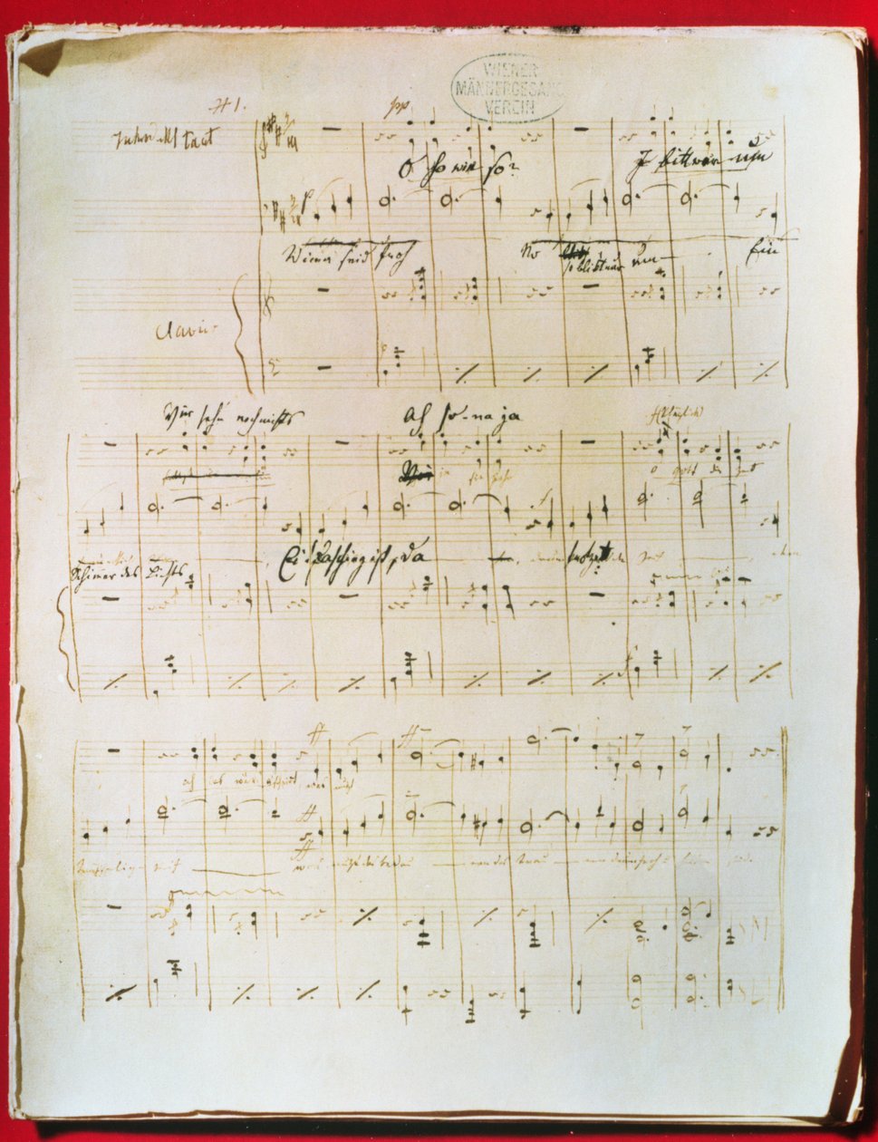 小约翰-施特劳斯（1825-99 年）维也纳圆舞曲《蓝色多瑙河》的原始乐谱（手稿） 作者 未知艺术家