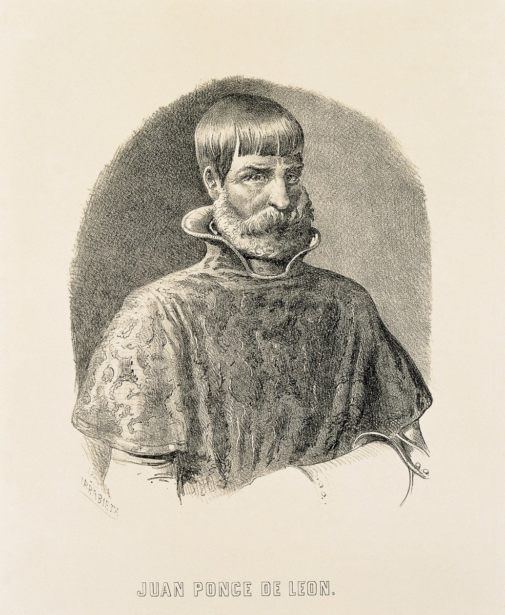 庞塞-德莱昂，胡安（1460-1521 年）。波多黎各的西班牙征服者（1508 年）和佛罗里达的发现者（1502 年）（雕刻） 作者 未知艺术家