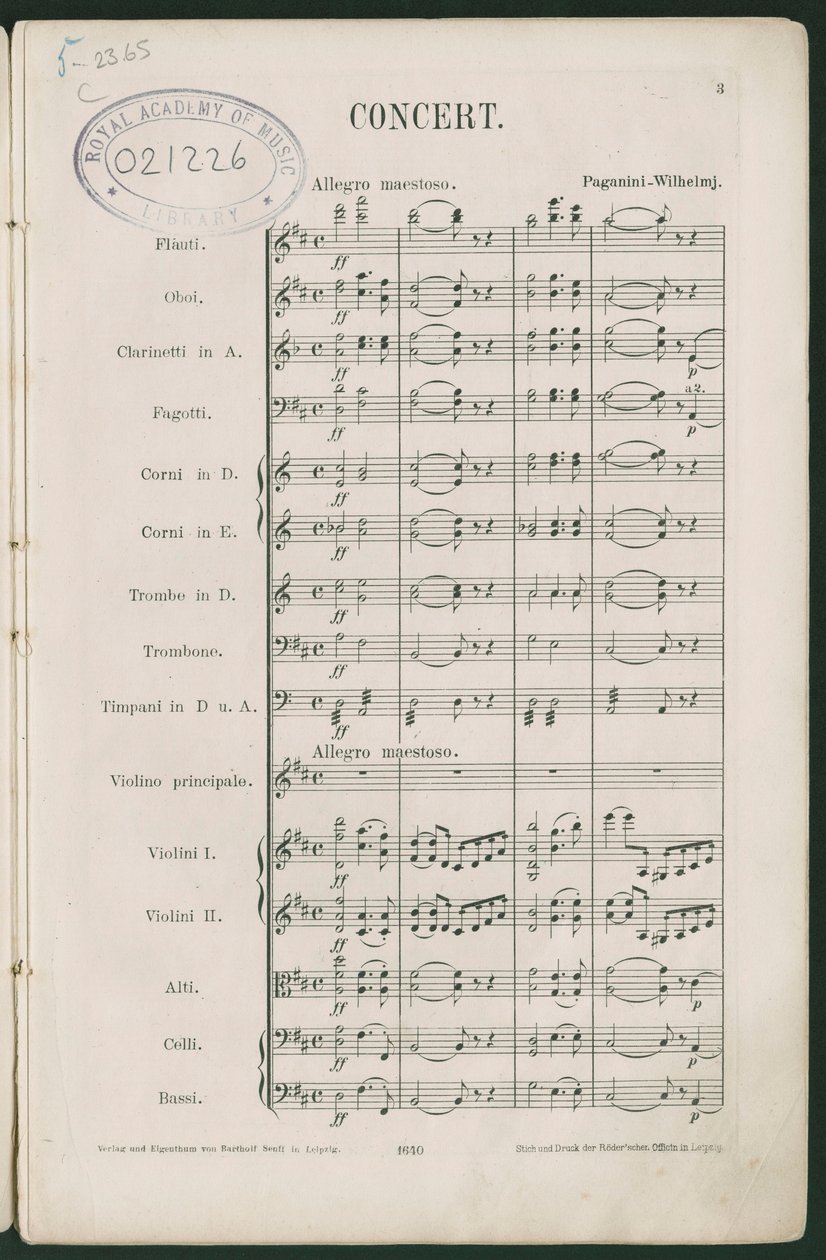 帕格尼尼第一小提琴协奏曲，作品 6 作者 未知艺术家
