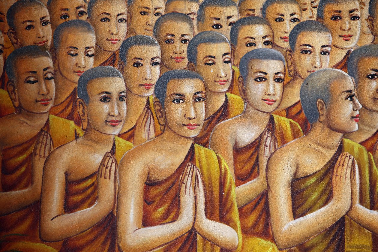 描绘僧侣（听佛）的画作 乌东-康博奇 作者 不明