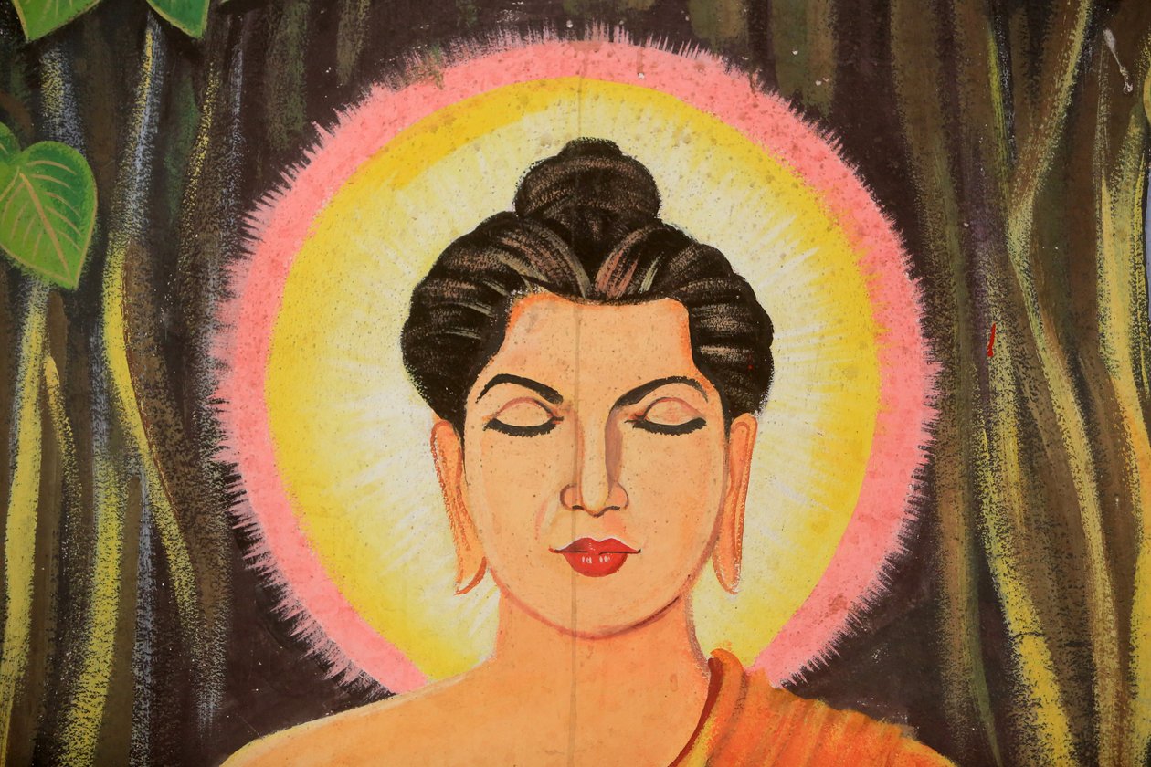 描绘释迦牟尼佛生命故事的绘画。纳克赛寺。万象。老挝./纳克赛。Vientiane.老挝，20151106，万象，老挝 作者 不明