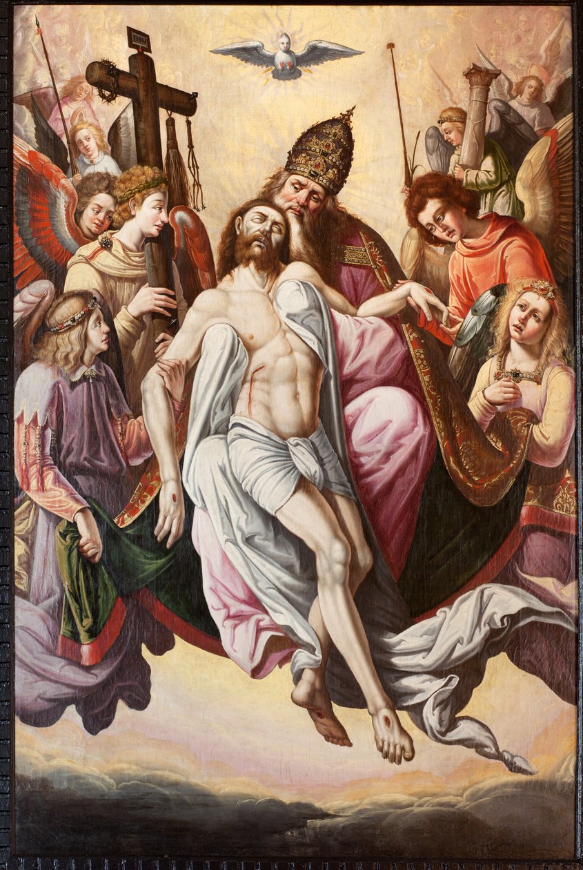 教区教堂（教区教堂 Sint-Dionysius van Lede）。 内部的。 合唱团。 一幅画。 假设。 作者 未知艺术家